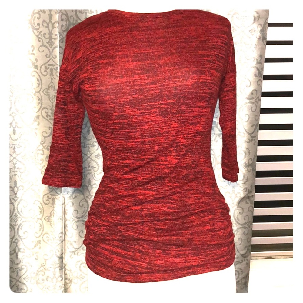 Heathered red crew sweater
